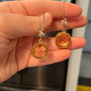 Elegant Gold and Orange Dangle Earrings